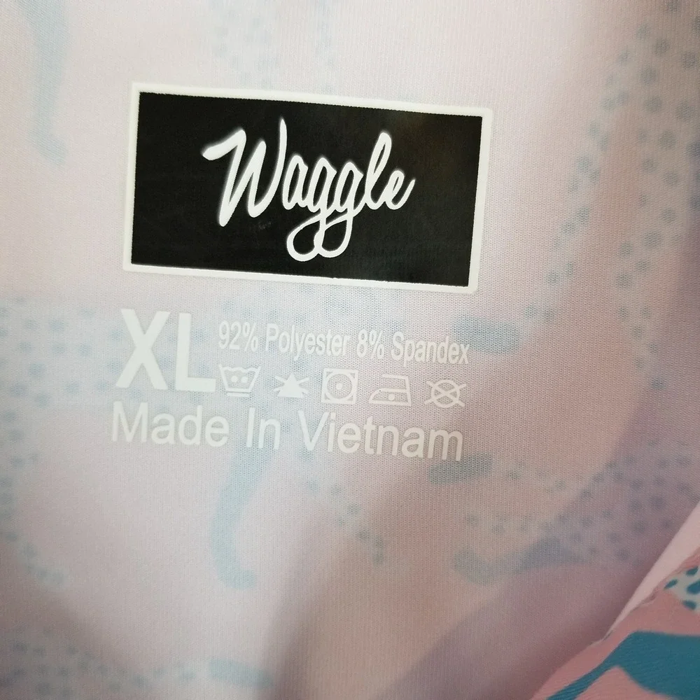Waggle Men XL Pink‎ Cheetah Golf Polo Shirt Short Sleeve Stretch Performance - Picture 2 of 7